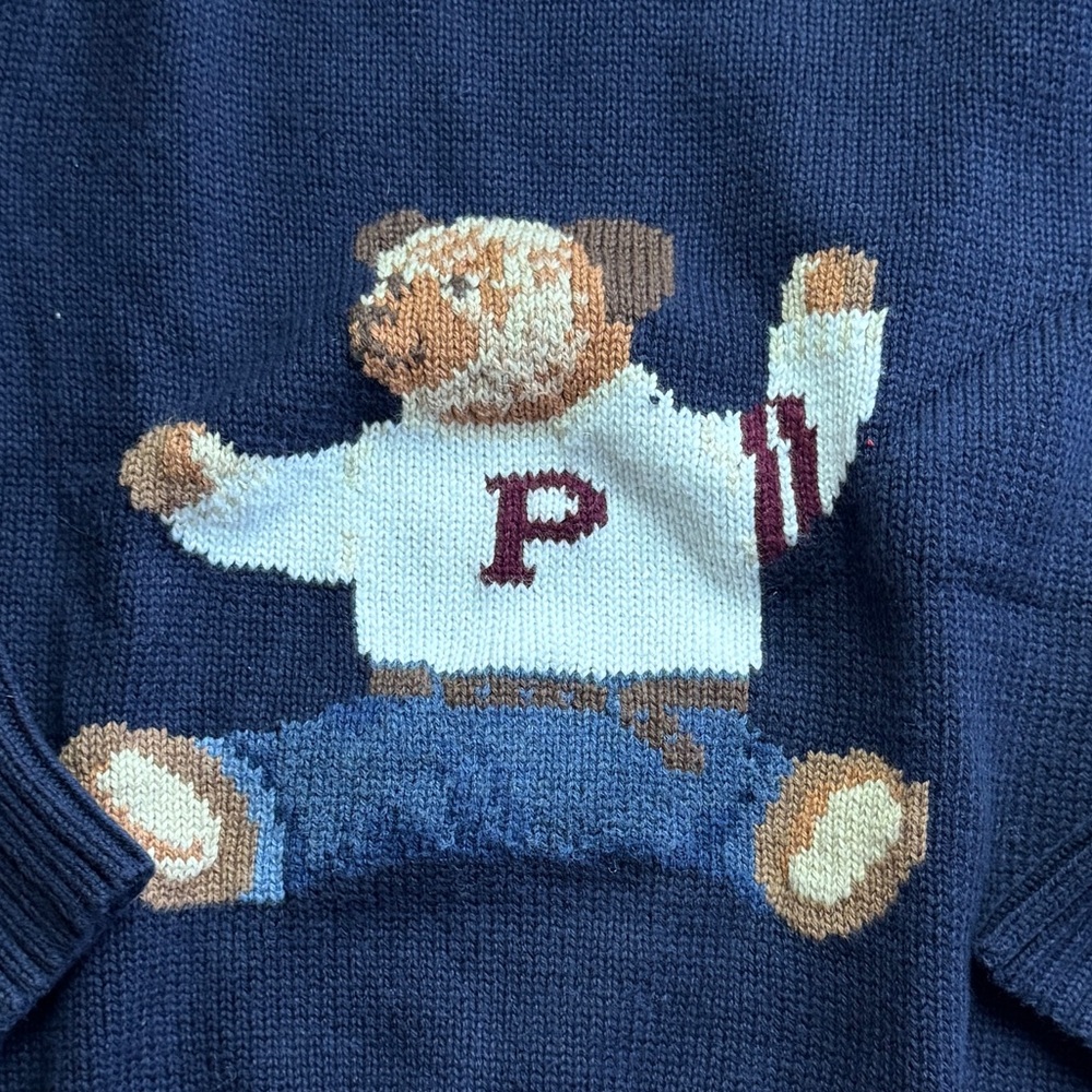 vintage Polo by Ralph Lauren navy blue cotton Polo Bear sweater size 4t - Picture 3 of 5